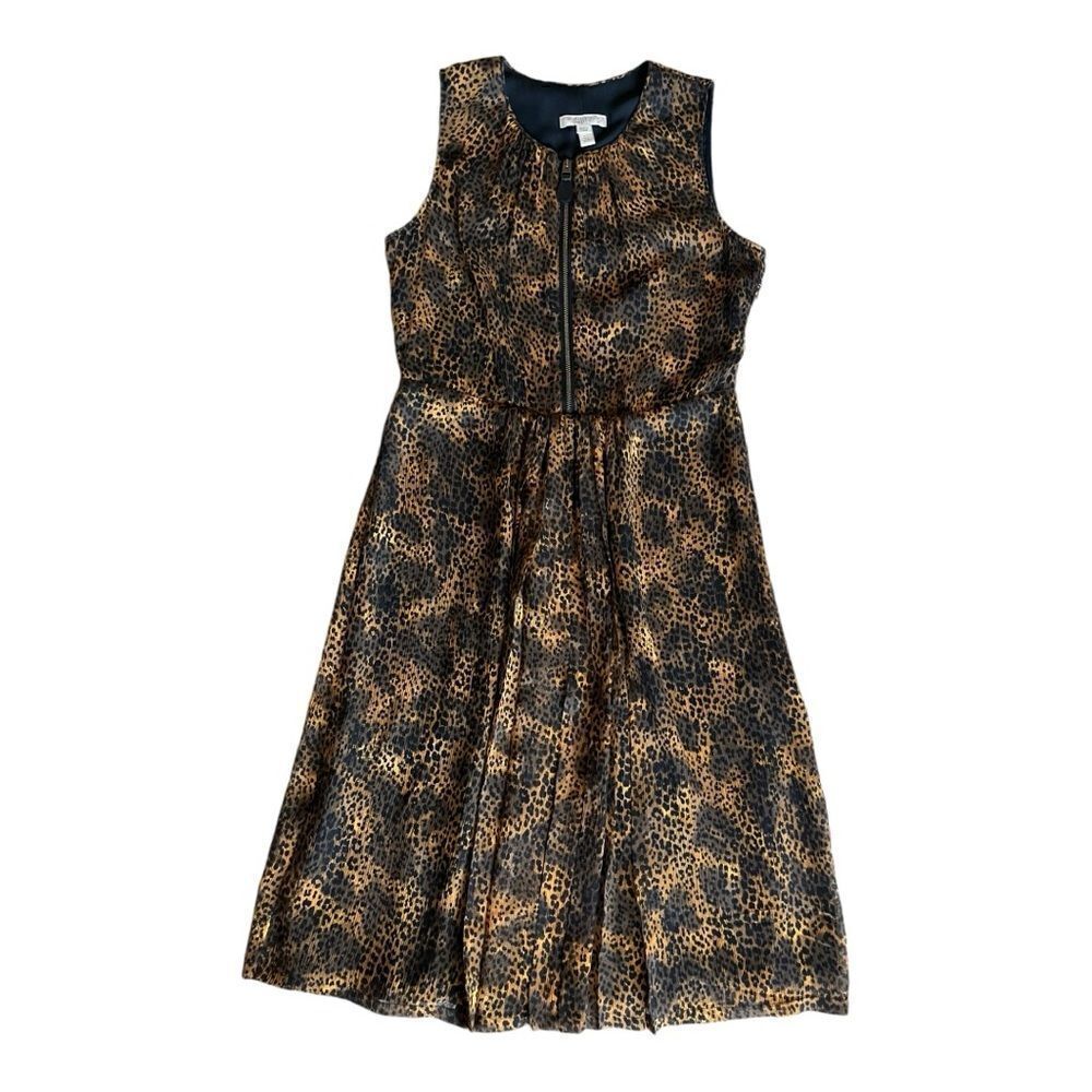 Burberry Brit Leopard Print Mulberry Silk Front Zip Dress - Picture 3 of 10